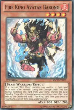 Yugioh! LP Fire King Avatar Barong - SDOK-EN002 - Common - 1st Edition Lightly P - Image 1