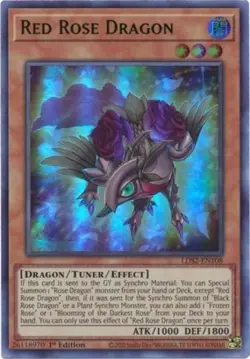 Yugioh! Red Rose Dragon (Green) - LDS2-EN108 - Ultra Rare - 1st Edition Near Min - Image 1