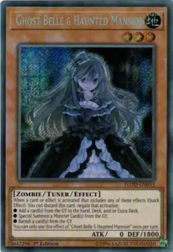 Yugioh! LP Ghost Belle & Haunted Mansion - FLOD-EN033 - Secret Rare - 1st Editio - Image 1