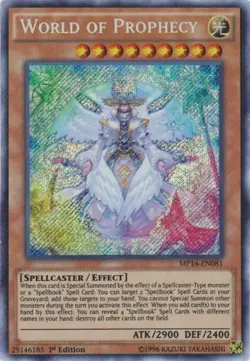 Yugioh! LP World of Prophecy - MP14-EN081 - Secret Rare - 1st Edition Lightly Pl - Image 1