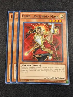 Yugioh - 3x Ehren, Lightsworn Monk SR02-EN021 1st Edition Common NM - Image 1