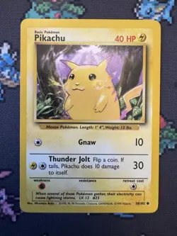 Pikachu 58/102 - Common 1999 English Base Set Pokemon Card - LP - Image 1