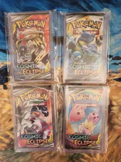 Cosmic Eclipse 4 Pack Art Set Pokemon Trading Cards Sealed New Toploaders - Image 1
