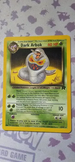 Pokemon Dark Arbok Card 19/82 Team Rocket W Stamp Promo, Near Mint - Image 1