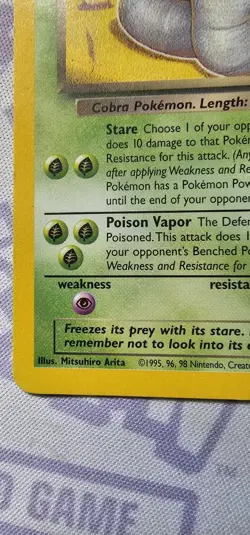 Pokemon Dark Arbok Card 19/82 Team Rocket W Stamp Promo, Near Mint - Image 5