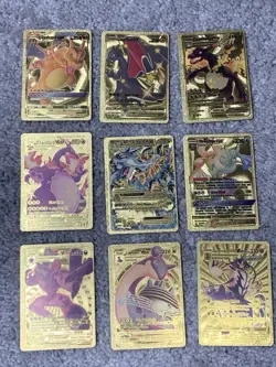 Set of 31 Pokemon Charizard,Lapras,Zolteon+++ Gold Foil Fan Art Display Cards LP - Image 1