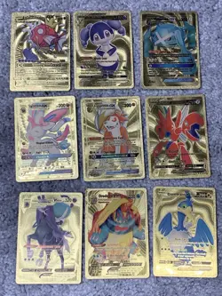 Set of 31 Pokemon Charizard,Lapras,Zolteon+++ Gold Foil Fan Art Display Cards LP - Image 2