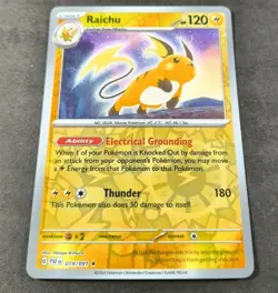 Pokemon Paldean Fates Raichu Reverse Holo Rare Card 019/091 NM - Image 1