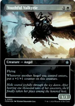 MTG Youthful Valkyrie (Borderless) Foil NM Foundations Magic 303 - Image 1