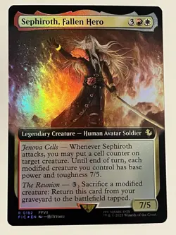 Sephiroth, Fallen Hero - Extended Art FOIL - Final Fantasy 0182 Rare, MTG NM - Image 1