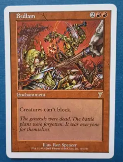 Magic the Gathering MTG 7th Edition BEDLAM VLP/EX RARE 2001 Nice! - Image 1