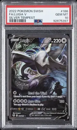 2022 POKEMON SWORD & SHIELD SILVER TEMPEST #186 FULL ART/LUGIA V PSA 10 - Image 1