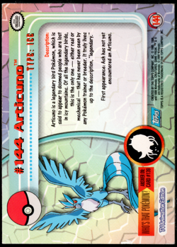 2000 Topps Pokemon TV Animation Edition Series 3 Holo Foil #144 Articuno - Image 2