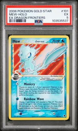 2006 POKEMON EX DRAGON FRONTIERS GOLD STAR #101 MEW-HOLO PSA 5 - Image 1