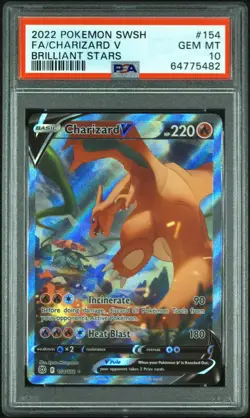 2022 POKEMON SWORD & SHIELD BRILLIANT STARS #154 FULL ART/CHARIZARD V PSA 10 - Image 1