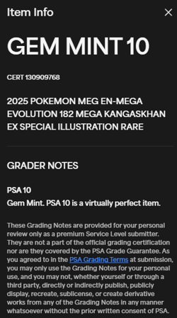 2025 POKEMON MEG EN-MEGA EVOLUTION #182 MEGA KANGASKHAN EX PSA 10 - Image 2