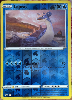 Pokemon - Lapras - Reverse Holo Rare - 048/202 - SWORD & SHIELD BASE SET - NM/M - Image 1