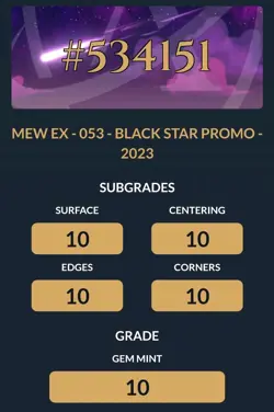 2023 Pokemon 151 Mew EX Black Star Promo SVP053 ACE 10 GEM MINT 💎 Perfect Subs - Image 3
