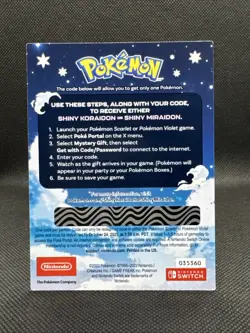 Unscratched Shiny Koraidon & Miraidon Pokemon Scarlet Violet Code Card Gamestop - Image 2
