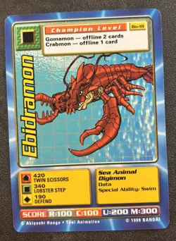 Series 1 Digimon Ebidramon near MINT classic card - Image 1