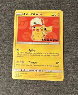 Pokemon TCG Ash's Pikachu SM109 Promo Card clean NM - Image 1