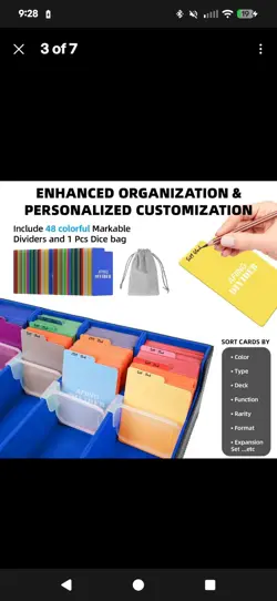 AFIING Trading Card Storage Box, MTG Deck Box with 48 Dividers & Supporters - Image 3
