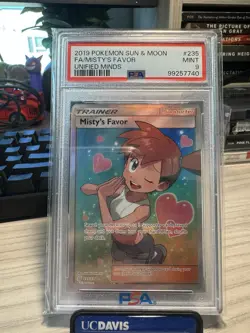 Misty's Favor 235/236 Full Art Unified Minds Sun & Moon 2019 Pokemon PSA 9 - Image 1
