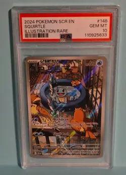 2024 Pokemon SV Stellar Crown SCR en Squirtle #148/142 PSA 10 - Image 1