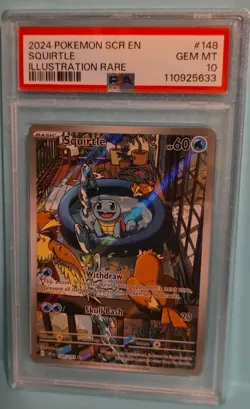 2024 Pokemon SV Stellar Crown SCR en Squirtle #148/142 PSA 10 - Image 2