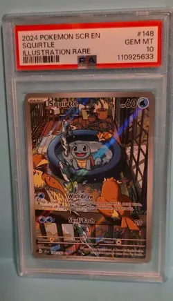 2024 Pokemon SV Stellar Crown SCR en Squirtle #148/142 PSA 10 - Image 3