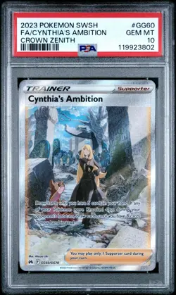 2023 POKEMON SWORD & SHIELD CROWN ZENITH FULL ART/CYNTHIA'S AMBITION PSA 10 - Image 1
