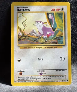 Rattata 061/102 Base Set Regular Pokemon TCG Lightly Played - Image 1