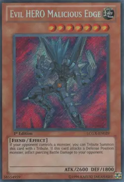 Yugioh! LP Evil HERO Malicious Edge - LCGX-EN029 - Secret Rare - Unlimited Editi - Image 1