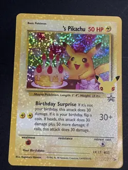 Birthday Pikachu Pokemon Trading Card #24 Celebrations Classic Collection - Image 1