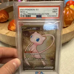 2023 Pokemon TCG Mew EX 151 UPC #205 Gold Metal Graded Card PSA 9 - Image 1