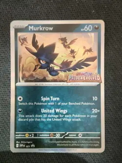 MURKROW - SVP021 - PRERELEASE - SCARLET & VIOLET - PROMO - POKEMON CARD -STAMPED - Image 1