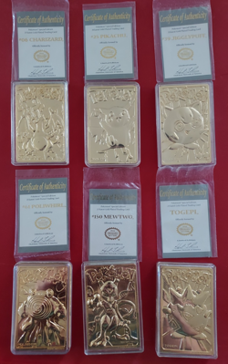 Pokemon 23 Karat Gold-Plated Trading Cards Complete Set of 6 Limited Edition - Image 1