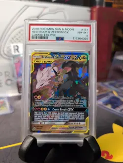 Reshiram & Zekrom GX PSA 8 - Cosmic Eclipse #157 - Sun & Moon 2019 Pokemon Card - Image 2