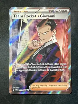 Team Rockets Giovanni Illustration Rare 225/182 Destined Rivals Pokemon Card NM - Image 1