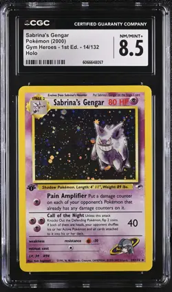 CGC 8.5 Sabrina's Gengar Gym Heroes 1st Edition 14/132 Holo Pokemon Card - Image 1