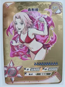 Sakura Haruno Naruto Ninja Goddess Story SP GOLD METAL CARD Shin Sexy Waifu Girl - Image 1