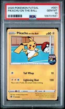 2020 POKEMON FUTSAL #001 PIKACHU ON THE BALL PSA 10 - Image 1