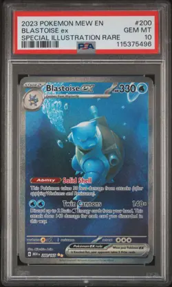 2023 POKEMON MEW EN-151 SPECIAL ILLUSTRATION RARE #200 BLASTOISE EX PSA 10 - Image 1