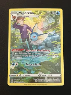 Pokemon TCG Full Art Vaporeon TG02/TG30 Brilliant Stars Trainer Gallery NM/M - Image 1