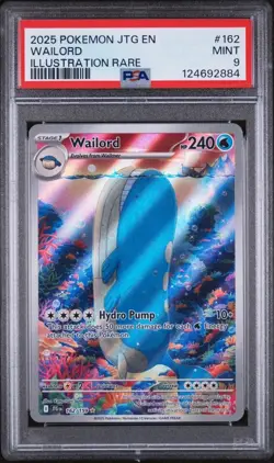 2025 Pokemon WAILORD 162/159 JTG EN ILLUSTRATION RARE MINT PSA 9 - Image 1