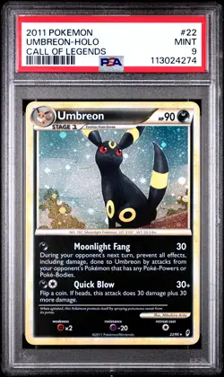 2011 POKEMON CALL OF LEGENDS UMBREON #22 HOLO PSA 9 MINT #113024274 - Image 1