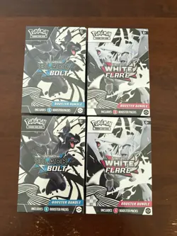[Lot Of 4] Pokemon TCG 2x Black Bolt And 2x White Flare Sealed Booster Bundles - Image 1