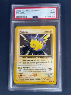Pokemon TCG Neo Genesis Pikachu Card 70/111 Regular Rare PSA 9 - Image 1