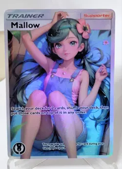 Pokemon Mallow Anima Waifu Sexy Doujin ACG DIY Trainer Full Art Card Holo - Image 1