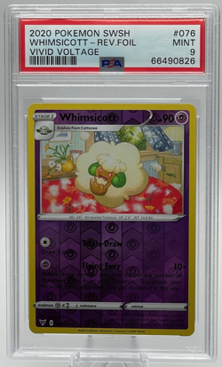 2020 POKEMON SWORD & SHIELD VIVID VOLTAGE #076 WHIMSICOTT REVERSE FOIL PSA 9 MT - Image 1